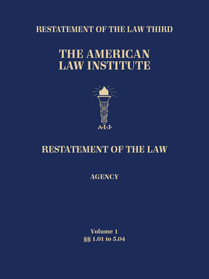 cover image of Restatement of the Law Third, Agency